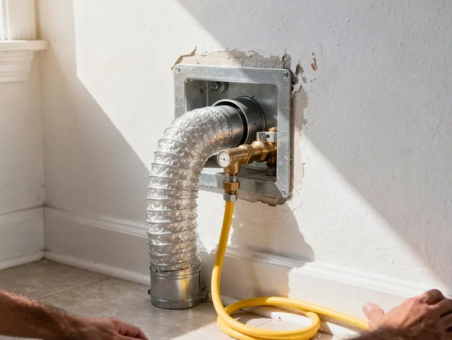 New Haven Dryer Vent Cleaning certified technician performing specialized gas dryer vent cleaning in New Haven